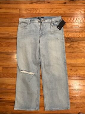 Hudson Rosie Jeans Light Blue Straight Leg Distressed Jeans